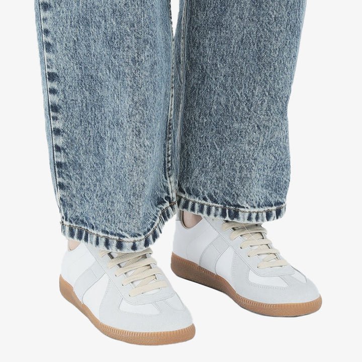 Dirty White Leather and Suede Sneakers - Arno Conti Shoe