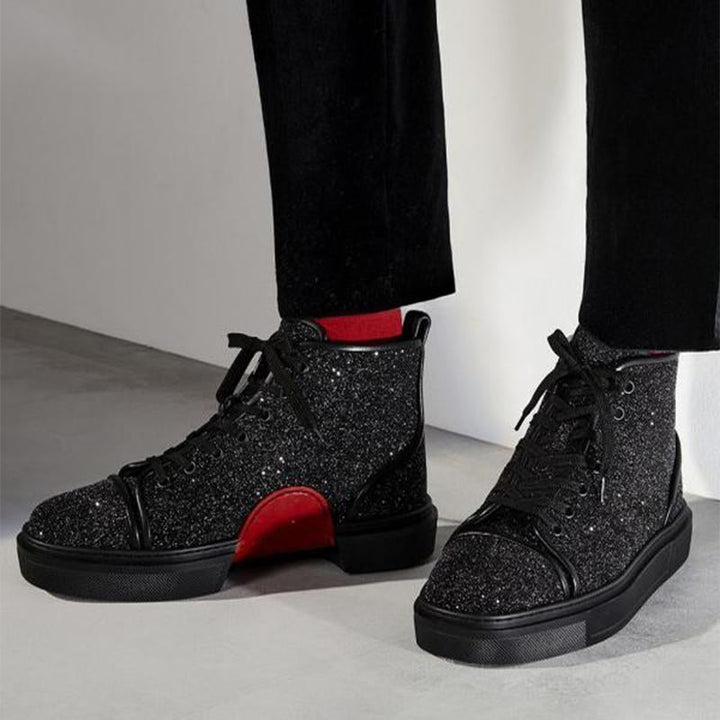 High Top Glitter Lace Up Sneakers - ARNO CONTI