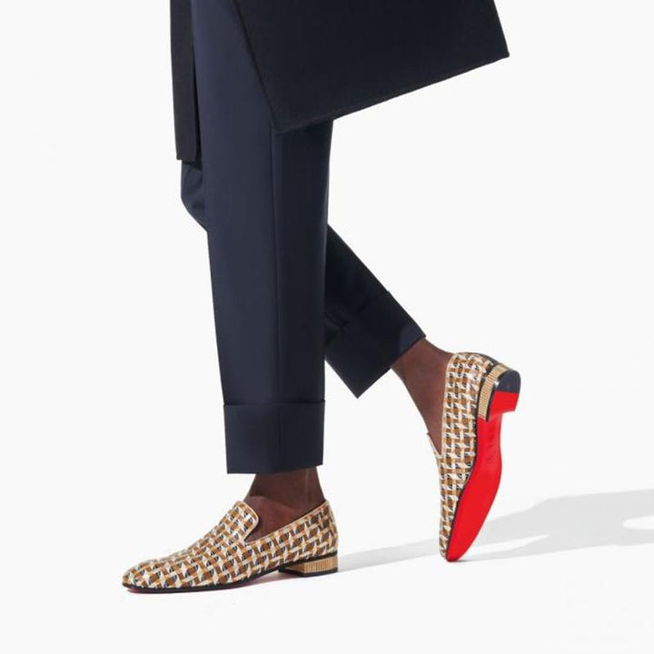 Fabric Loafers Grids Leather Flat Slip-on - ARNO CONTI