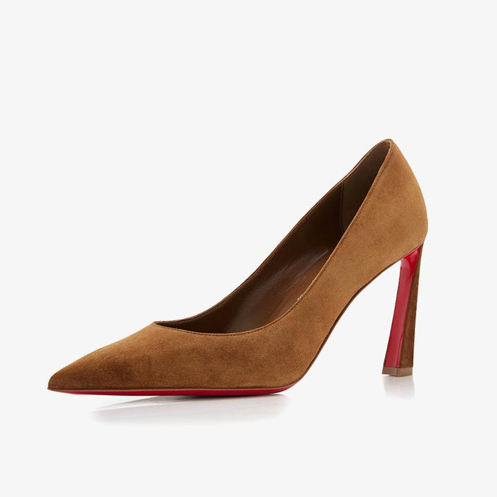 Fashionable Brown Suede Pointed-Toe Pumps - ARNO CONTI