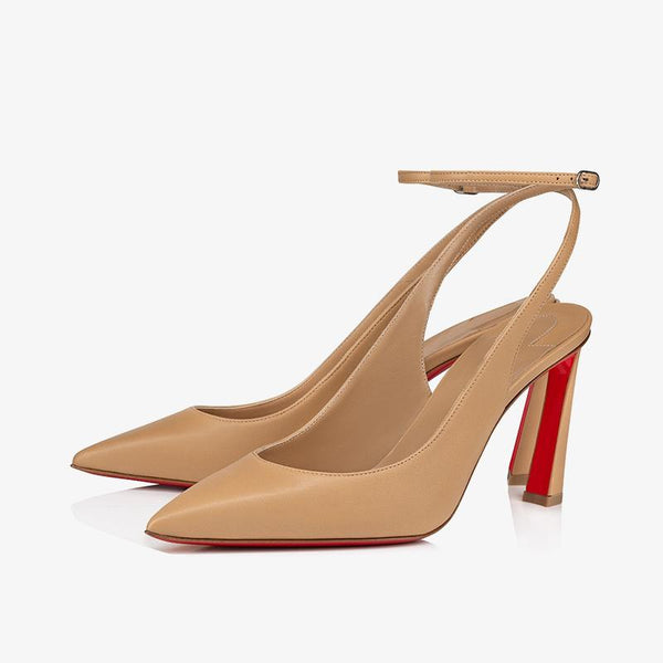 Toffee Brown Leather Pump with 100mm Heel - ARNO CONTI