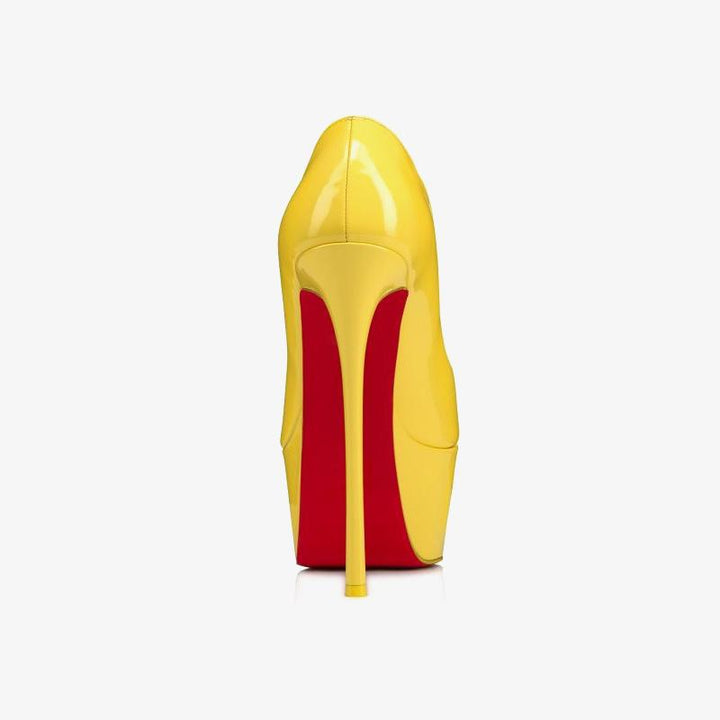 Yellow Patent Leather Pump with 140mm Heel - ARNO CONTI