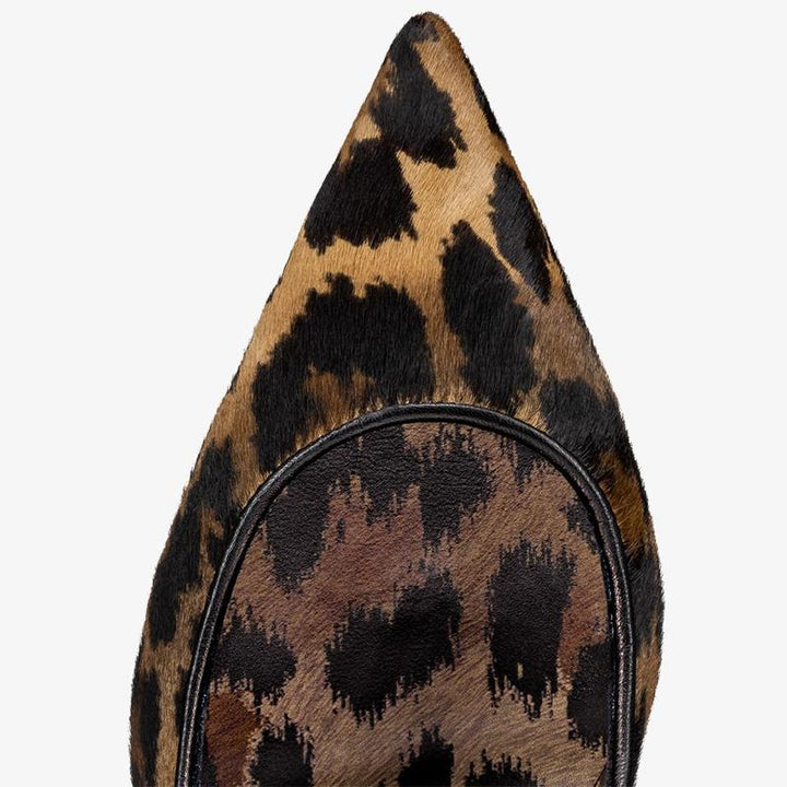 Lepord Brown Printed Leather Pointed Toe Pump - ARNO CONTI