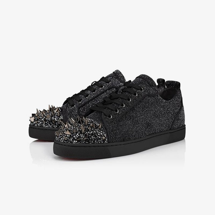 Studded Glitter Calf Leather Sneakers - ARNO CONTI