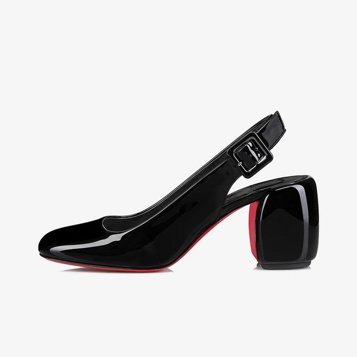 Black Patent Leather Pumps with Square - ARNO CONTI