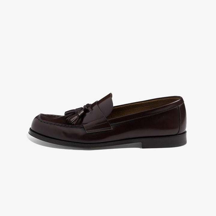 Tassel Polished Leather Loafers Calfskin Shoes Wine - Arno Conti Shoe