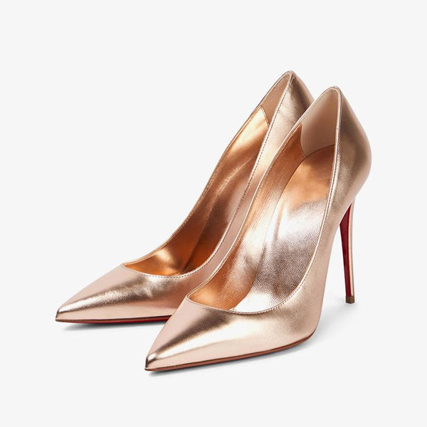Golden Leather Pointed Toe Pumps - ARNO CONTI