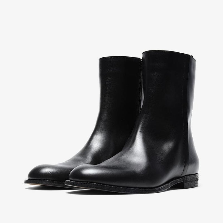 High-Shine Leather Ankle Boots - Arno Conti Shoe