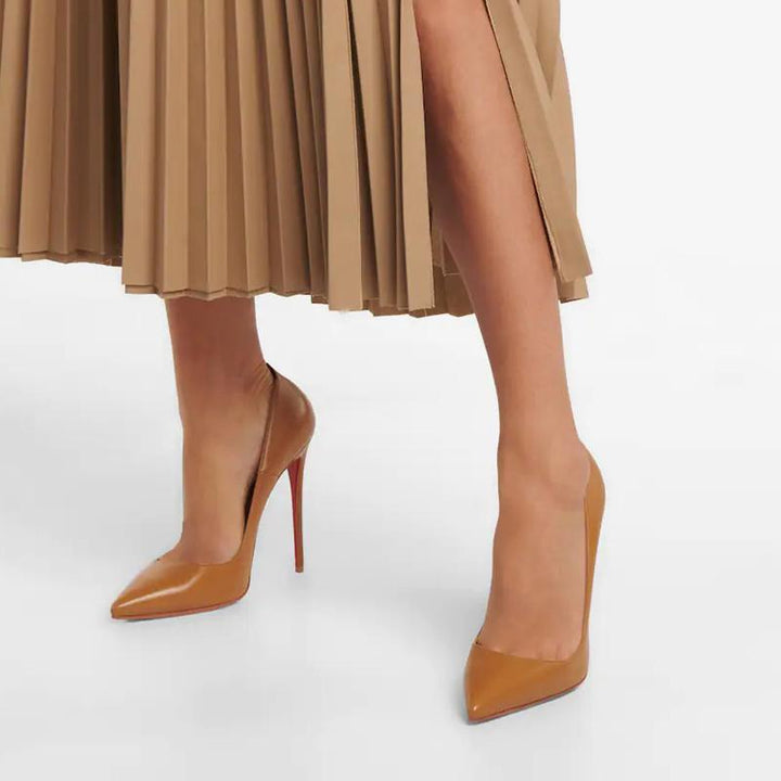Brown Leather 120mm Stiletto Pump - ARNO CONTI