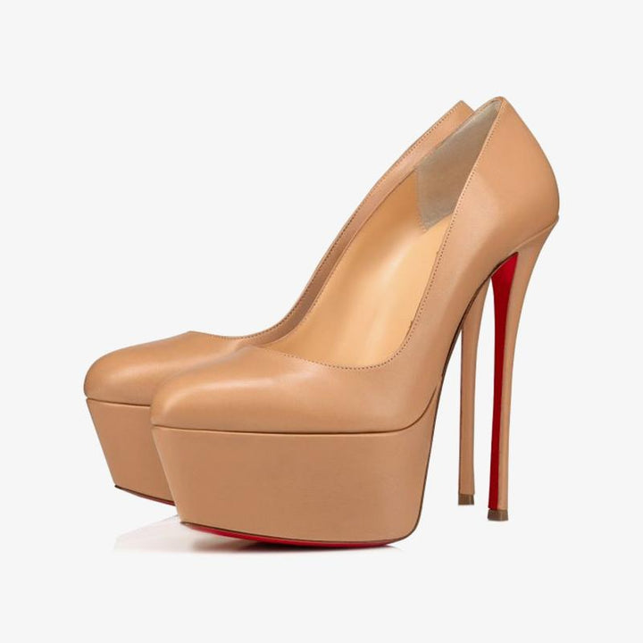 Nude Patent Leather Pumps with 140mm Heel - ARNO CONTI