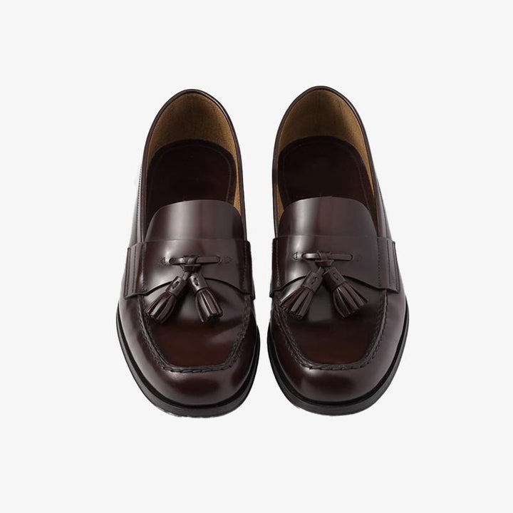 Tassel Polished Leather Loafers Calfskin Shoes Wine - Arno Conti Shoe