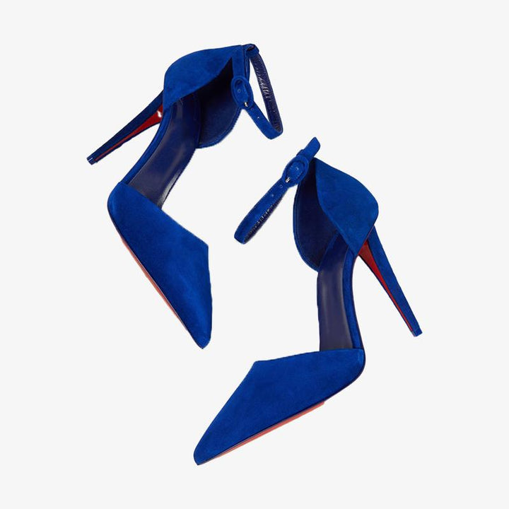 Trendy Blue Suede Ankle Strap Pump - ARNO CONTI