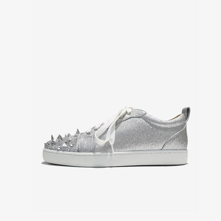 Bedazzled Silver Studded Sneakers - ARNO CONTI