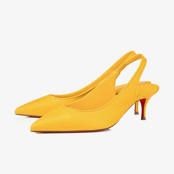 Elegant Yellow Leather Slingback Pumps - ARNO CONTI