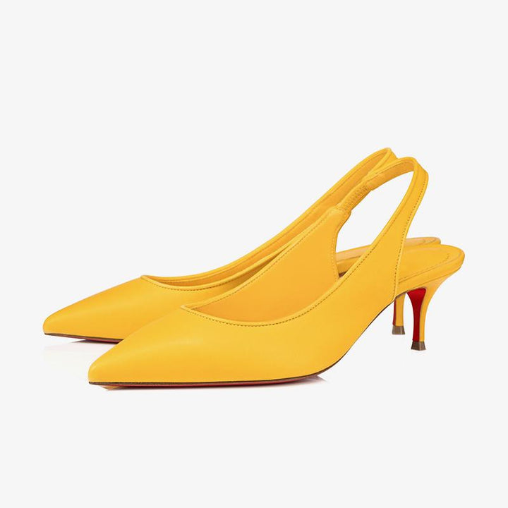 Elegant Yellow Leather Slingback Pumps - ARNO CONTI