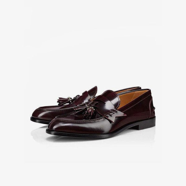 Burgundy Slip-On Loafer Shoes with Metal Details - ARNO CONTI