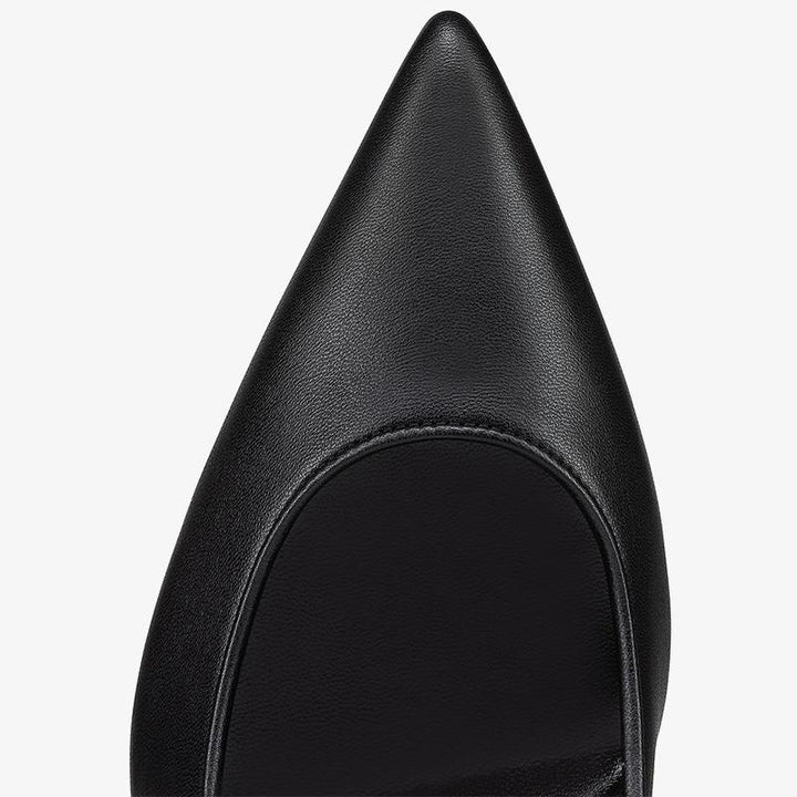 Black Leather Pointed Toe Pump - ARNO CONTI