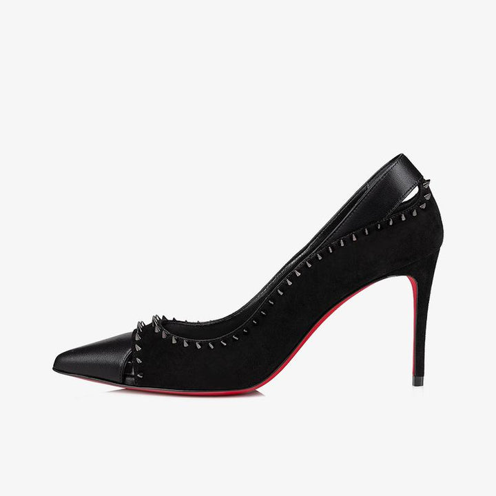 Black Spiked Pump Heel - ARNO CONTI
