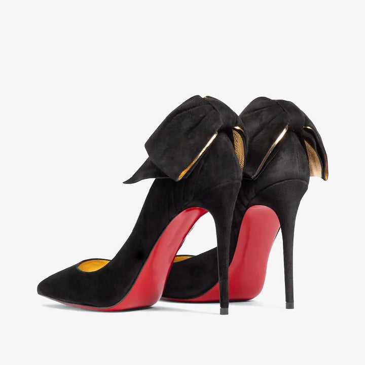 Suede Bow Stiletto Pumps - ARNO CONTI
