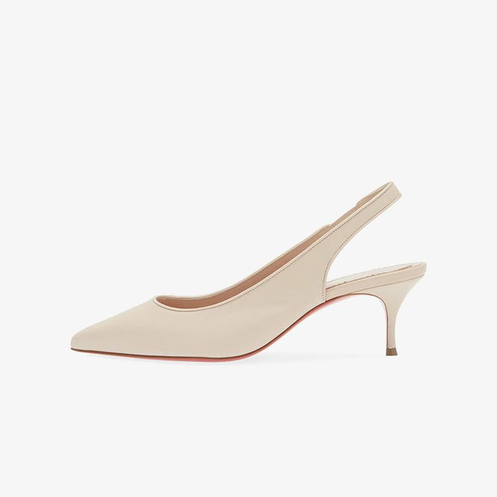 Neutral Leather Pumps with Elasticated Slingback - ARNO CONTI
