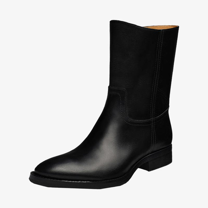Black Leather Boots with Pointed Toe - Arno Conti Shoe