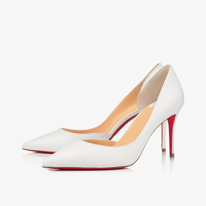Classic White Shiny Leather Pumps - ARNO CONTI