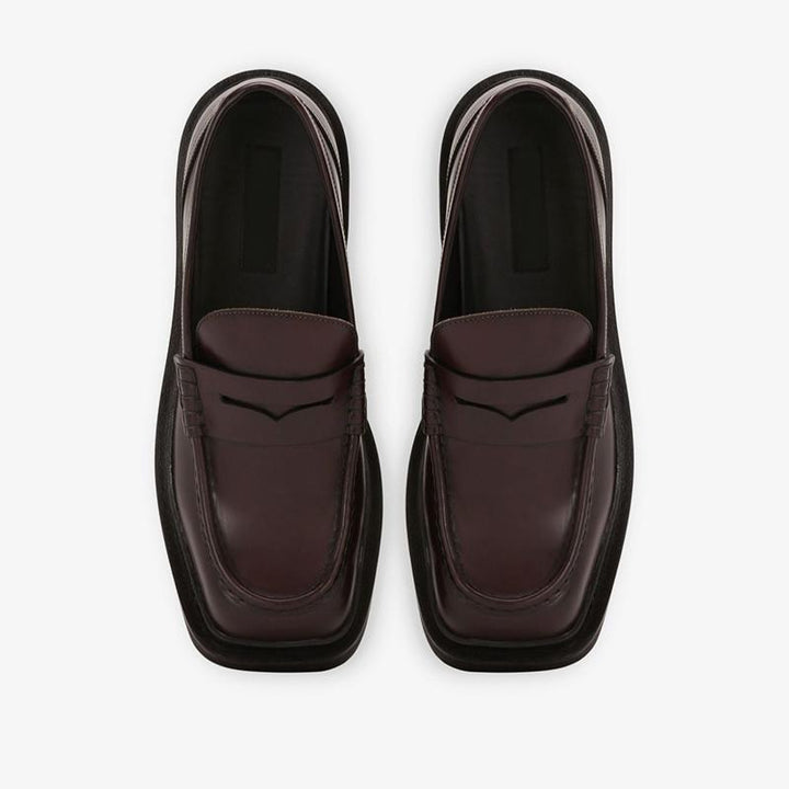 Brown Chunky Sole Penny Calf Loafer - Arno Conti Shoe