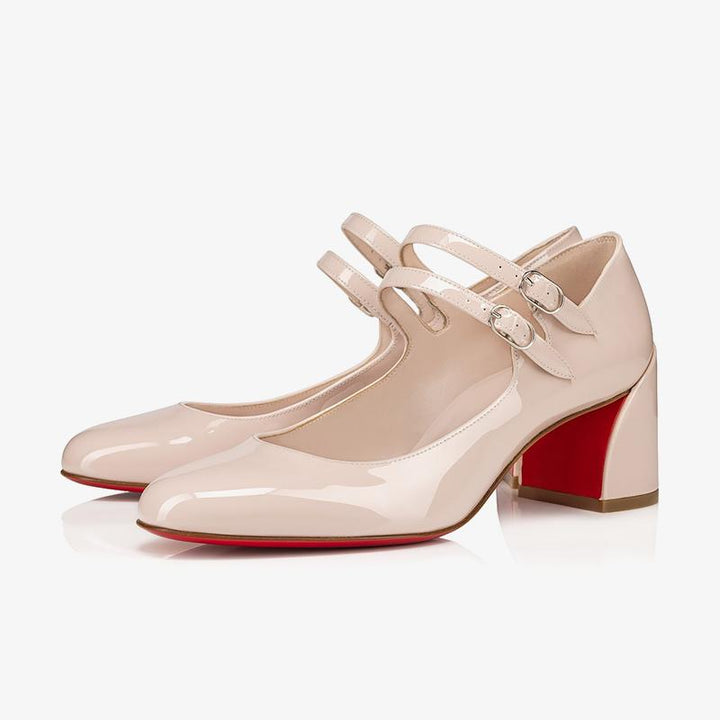 Classic Beige Patent Calfskin Pumps - ARNO CONTI