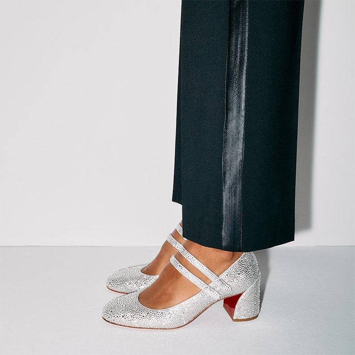 Elegant Crystal-Embellished silver Pump - ARNO CONTI