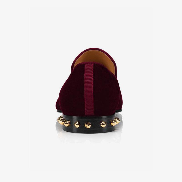 Velvet Loafers with Metal Studs - ARNO CONTI