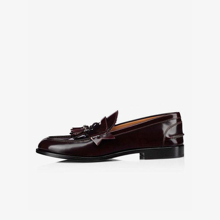 Burgundy Slip-On Loafer Shoes with Metal Details - ARNO CONTI