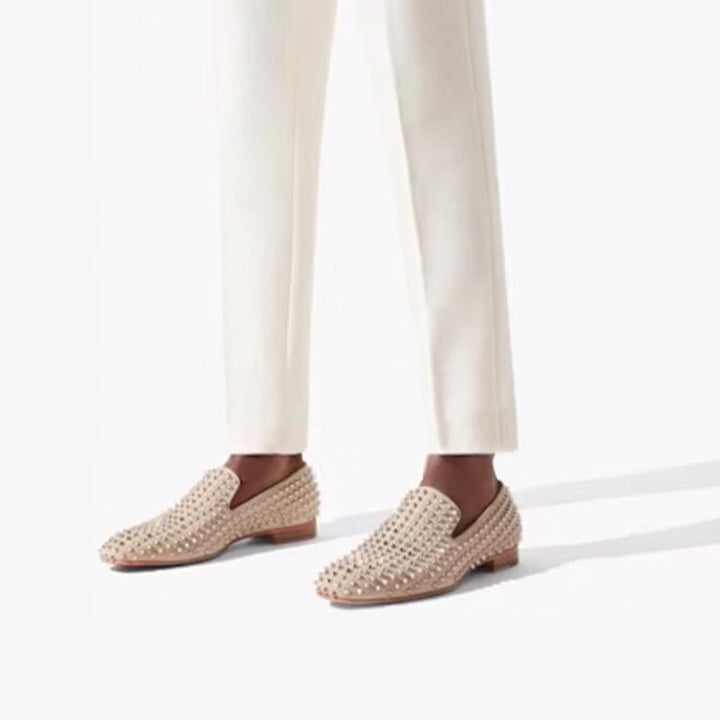 Grey Suede Full Spike Loafers - ARNO CONTI