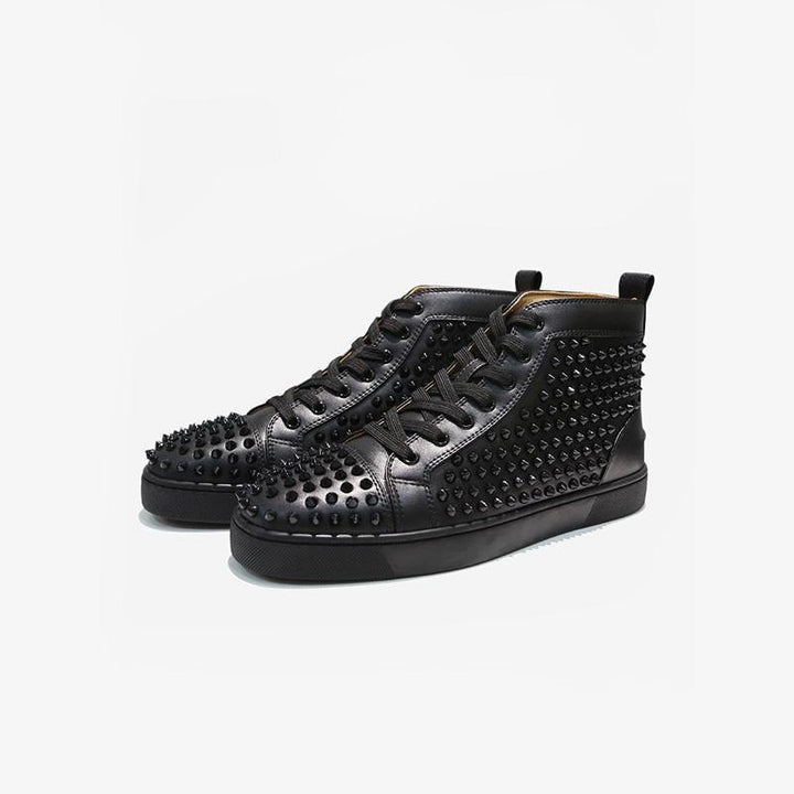 Black Studded High-Top Sneakers - ARNO CONTI