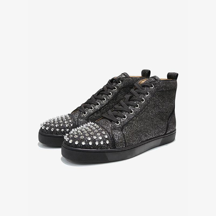 Suede Leather Studs Glitter Sneakers - ARNO CONTI