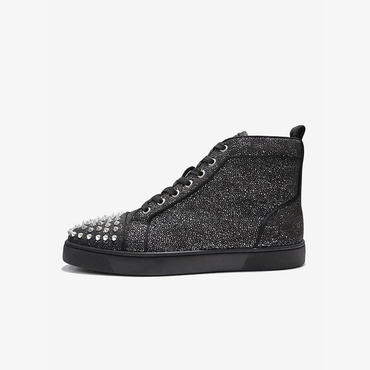 Suede Leather Studs Glitter Sneakers - ARNO CONTI