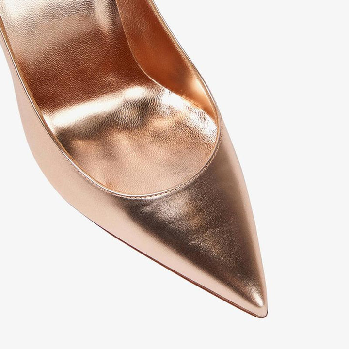 Golden Leather Pointed Toe Pumps - ARNO CONTI