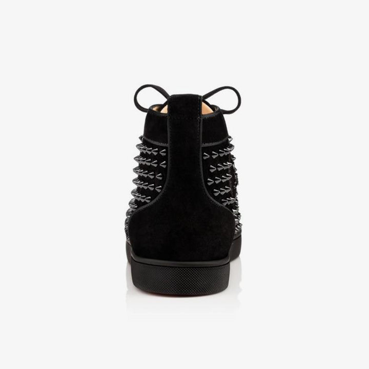 Spikes Black Calkf Suede High-top Sneakers - ARNO CONTI