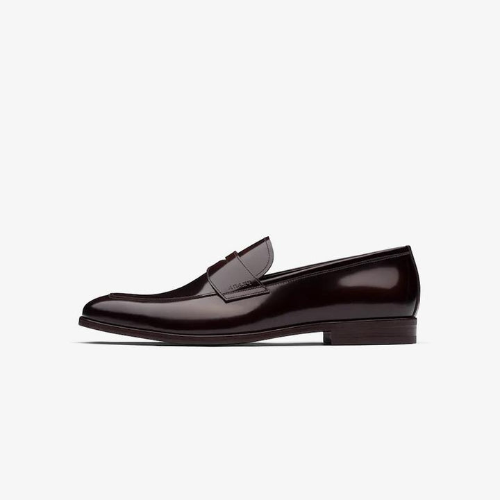 Polished Loafers Men Penny Brown Leather Slip On - Arno Conti Shoe