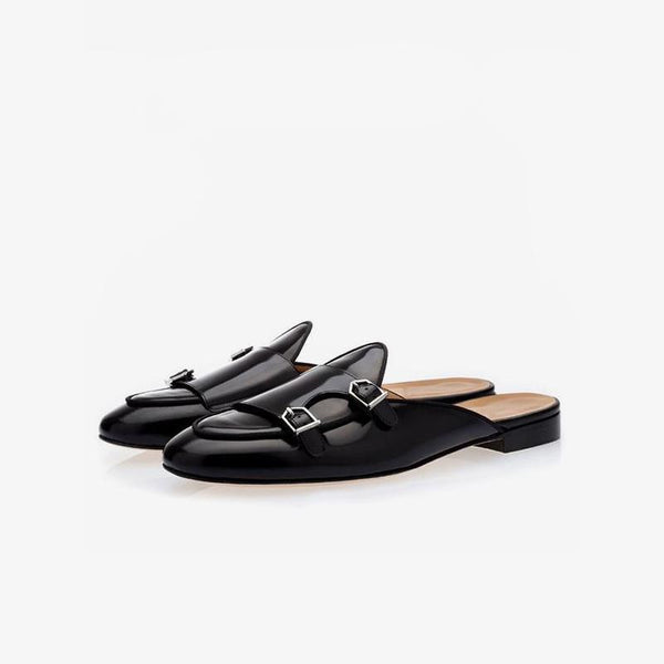 Mens Black Monk Strap Shoes - ARNO CONTI