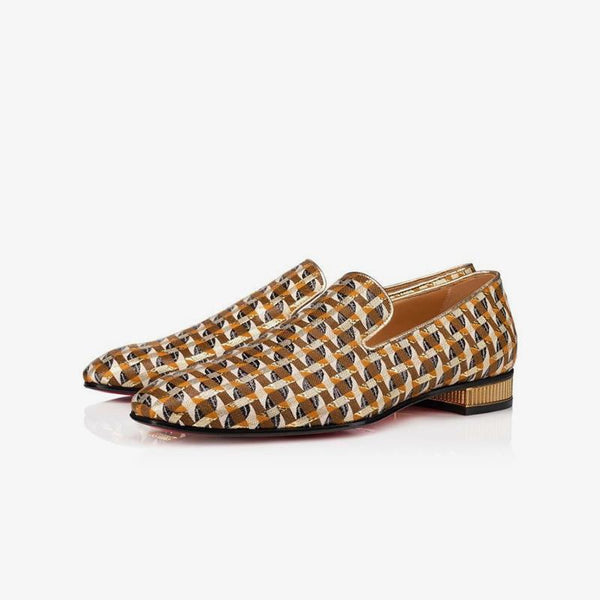 Fabric Loafers Grids Leather Flat Slip-on - ARNO CONTI
