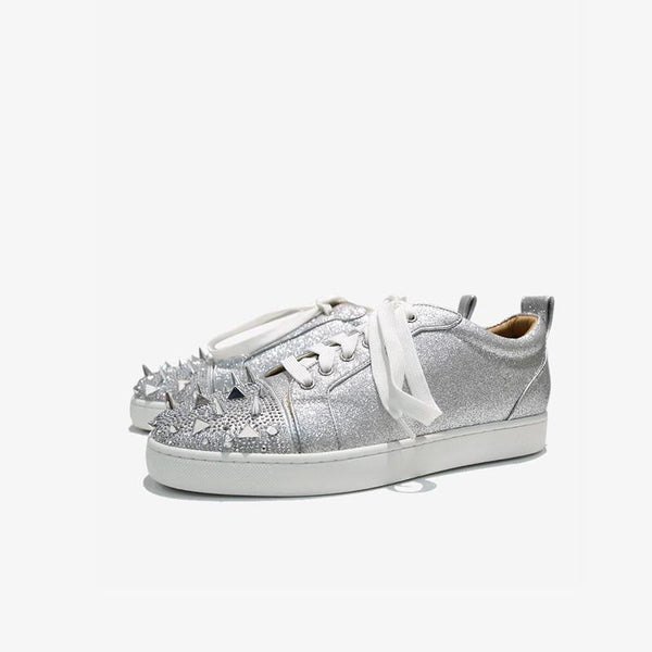 Bedazzled Silver Studded Sneakers - ARNO CONTI