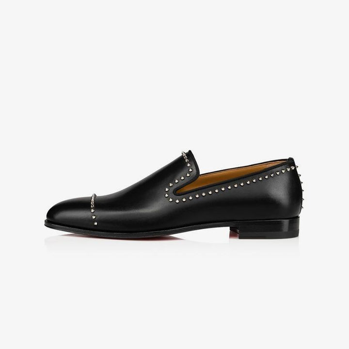 Studded Flat Loafers Calfskin Leather Spikes - ARNO CONTI