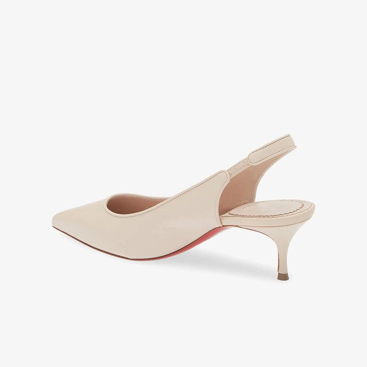 Neutral Leather Pumps with Elasticated Slingback - ARNO CONTI
