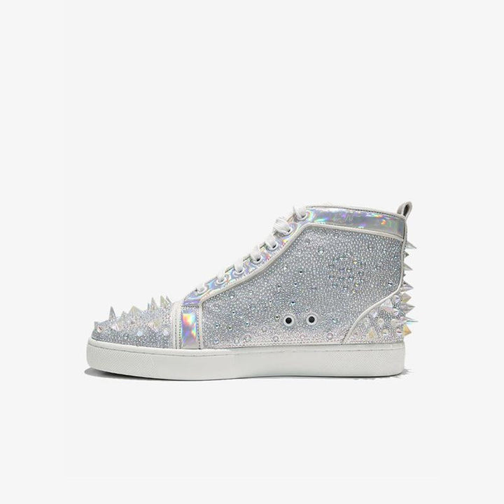 Spikes Silver Strass High-top Sneakers - ARNO CONTI