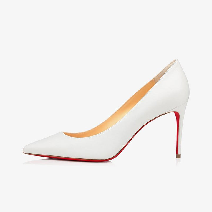 White Leather Pointed Toe Pump - ARNO CONTI