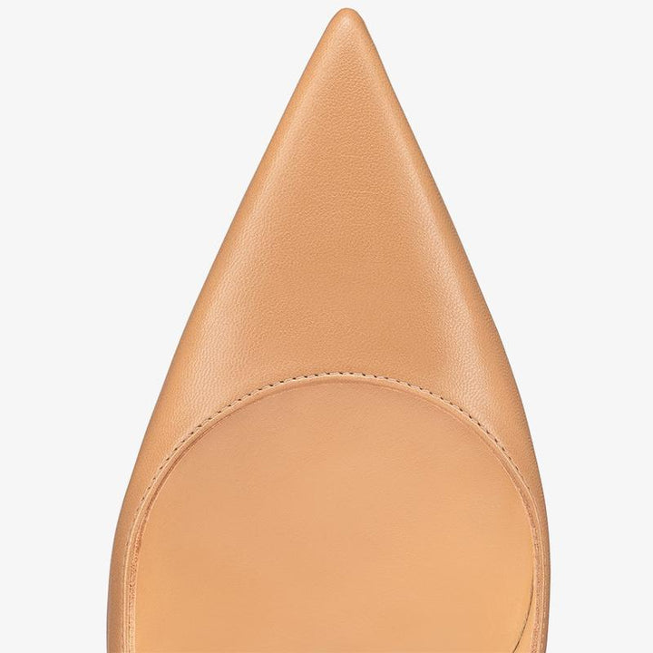 Unique Beige Leather Pumps with Flared - ARNO CONTI