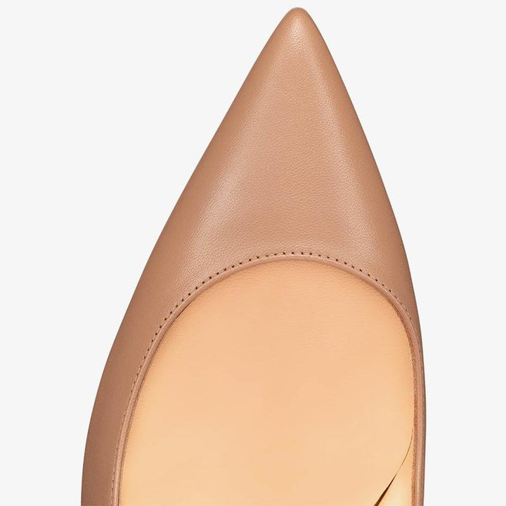 Nude Leather Sporty Pump 100mm - ARNO CONTI