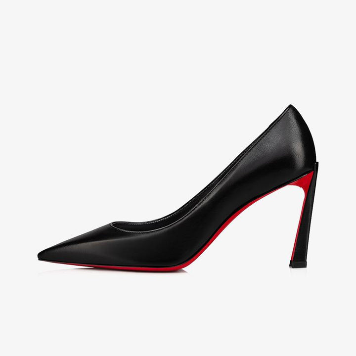Black Leather Pointed Toe 100 mm Pump - ARNO CONTI