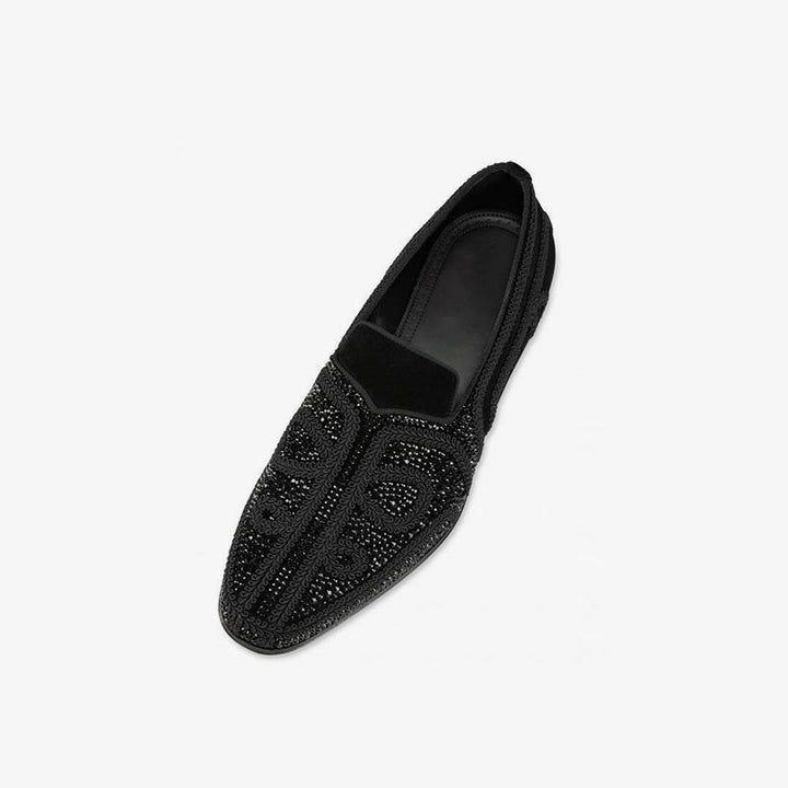 Suede Rhinestones Slip On Shoes - ARNO CONTI