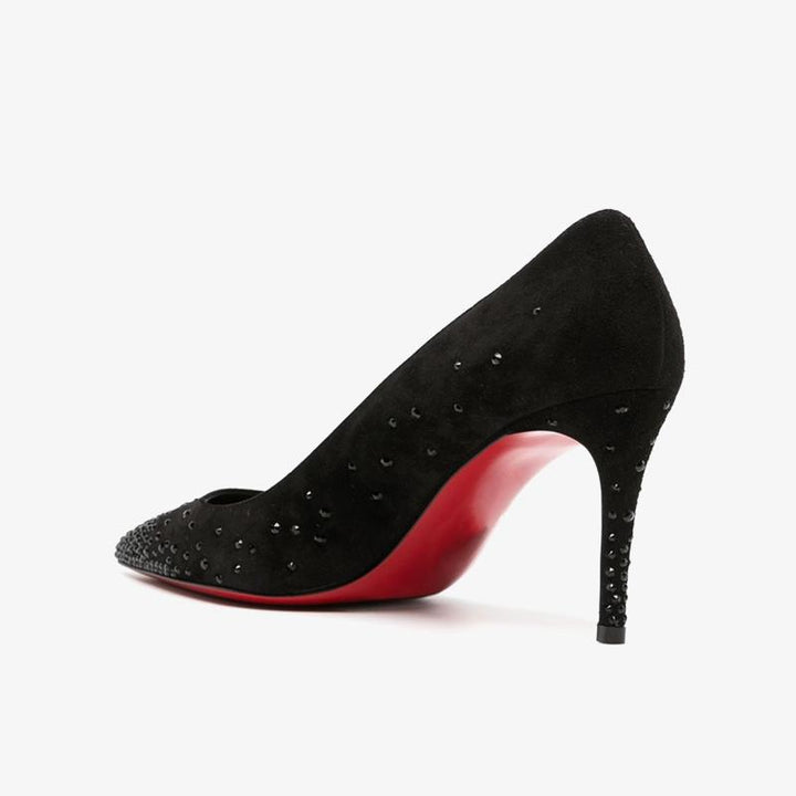 Suede Crystal-Embellished Pump - ARNO CONTI